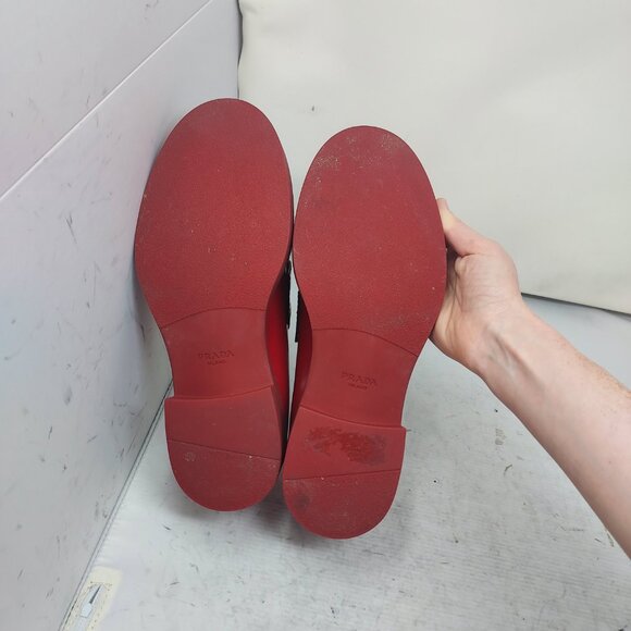 Prada Red Chocolate Brushed Leather Loafer - Picture 3 of 12